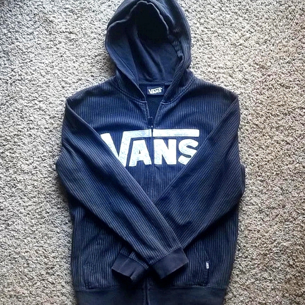Rare VANS Black Hooded Zip Up Jacket Womens Large